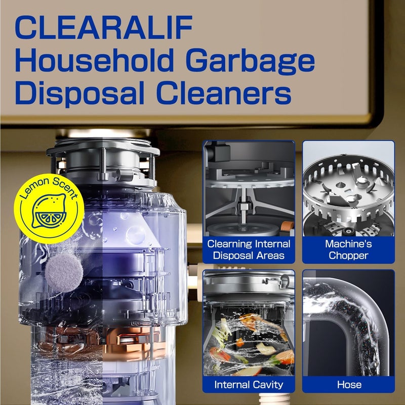 CLEARALIF Household Garbage Disposal Cleaners, 12 Tablets, Fresh Lemon Scent, Compatible With All Disposals - Image 4